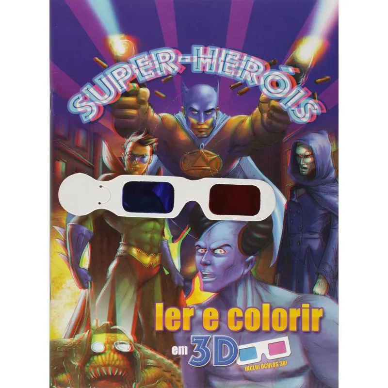Livro Ler & Colorir Em 3D - Super Herois