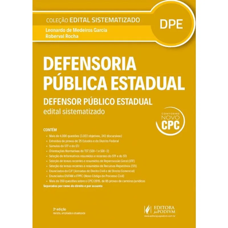 Edital Sistematizado - dpe - Defensor Público Estadual - 2ª Edição (2016)