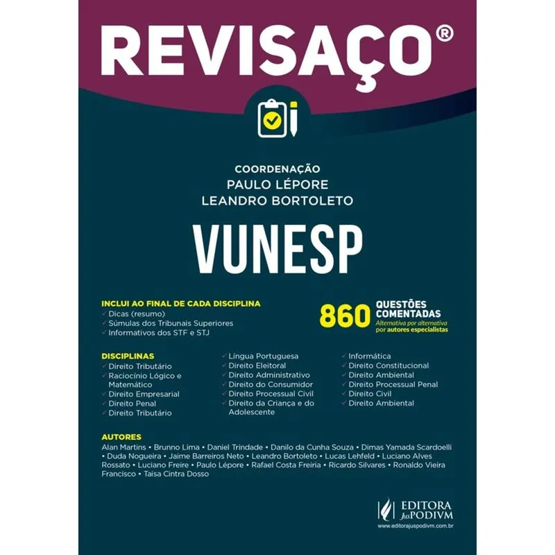 Revisaco - Vunesp - 860 Questoes Comentadas - Juspodivm