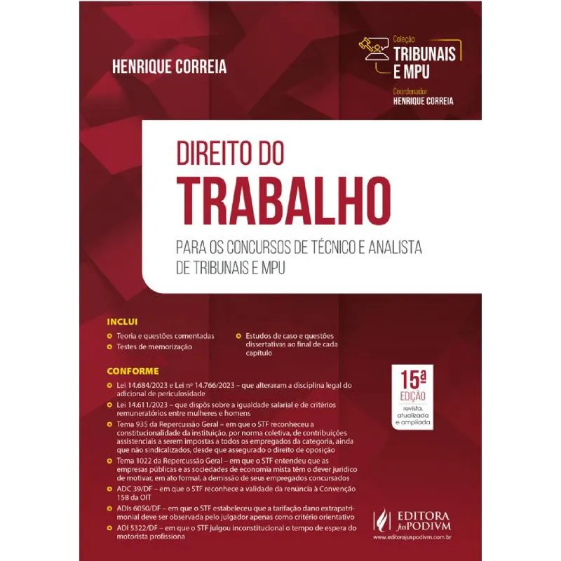 Tribunais E mpu - Direito Do Trabalho - Para Analista - 15ª Edição (2024)