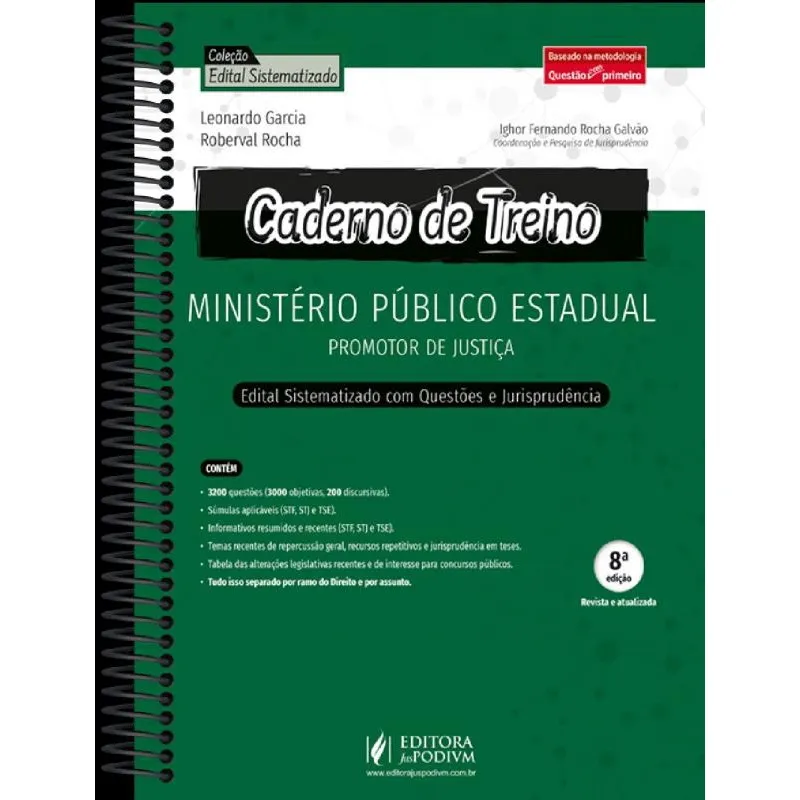 Caderno de Treino - Ministério Público Estadual - Promotor de Justiça - 8ª Edição (2024)
