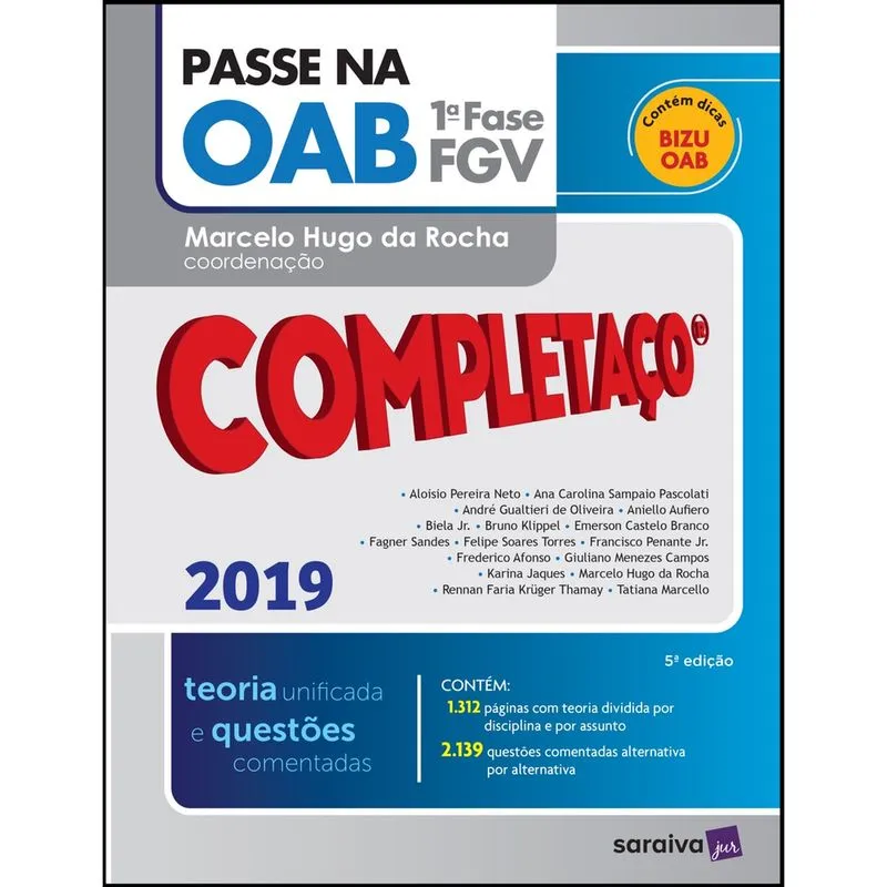 Livro - Passe na OAB : Completaço® : 1ª fase FGV : Teoria unificada - 5ª edição de 2019