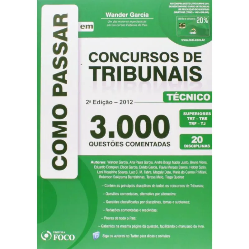 Como Passar em Concursos de Tribunais Técnico: 3.000 Questões Comentadas - 20 Disciplinas