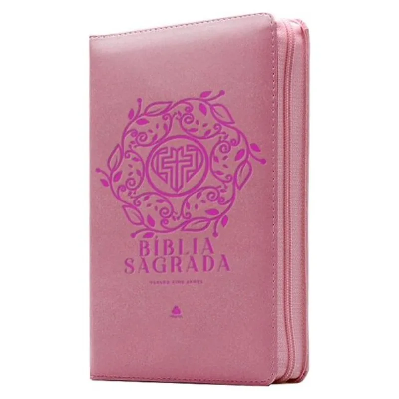 BÍBLIA SAGRADA KING JAMES COM ZÍPER - ROSA