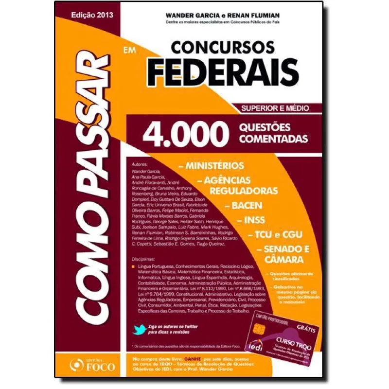 Como Passar Em Concursos Federais 4.000 Questões Comentadas 1ª Edição Livro Como Passar Em Concursos Federais: 4.000 Questões