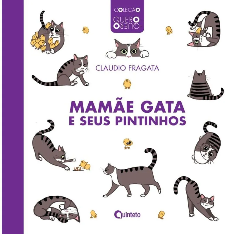 Mamãe gata e seus pintinhos
