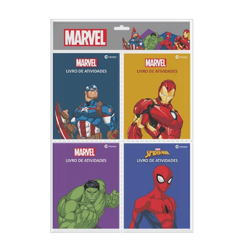 SOLAPA POP COM 4 MINILIVROS DE ATIVIDADES - MARVEL