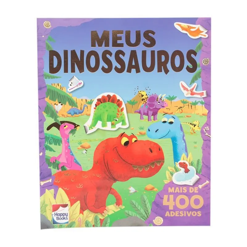 Livro Cenários Com Adesivos: Meus Dinossauros