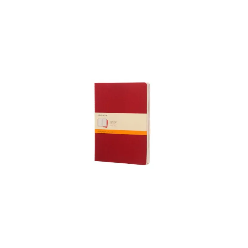 Set of 3 Extra Large Red Ruled Cahier Notebooks with Soft Covers Set de 3 libretas extra grandes rojas hoja rayada pasta suave