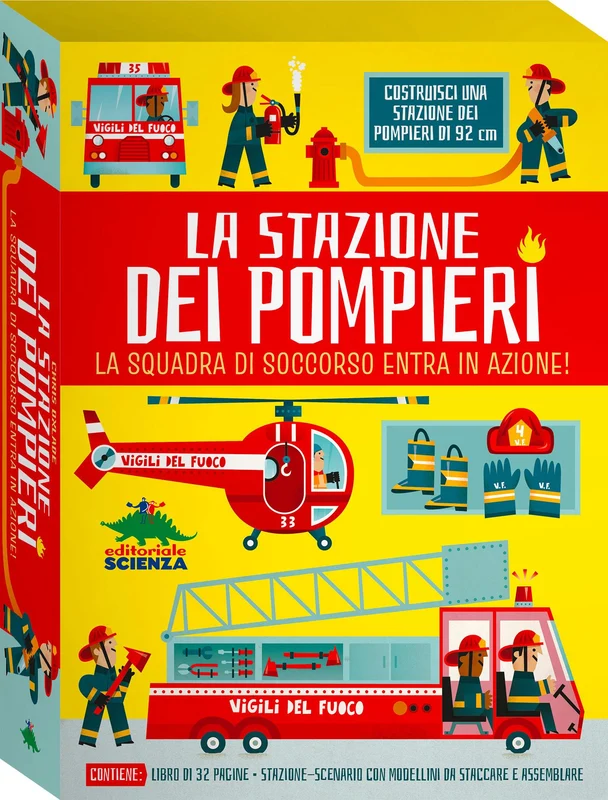 La stazione dei pompieri. La squadra di soccorso entra in azione! Contiene: libro di 32 pagine, stazione-scenario, modellini da staccare e assemblare