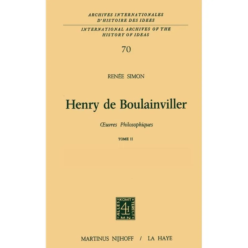 Henry de Boulainviller Tome II