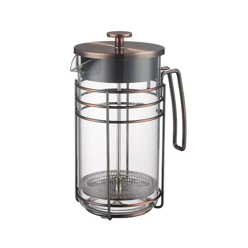 Cafeteira Francesa 1L em Vidro e Aço Inox Cobre Fosco Oxford