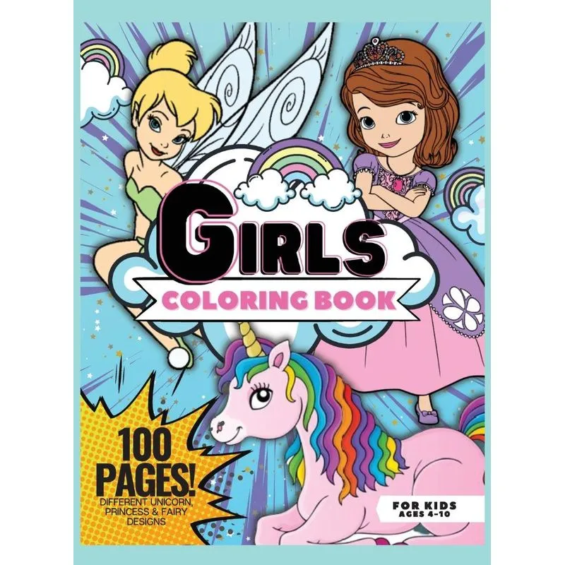 Girls Coloring Book, 100 Pages