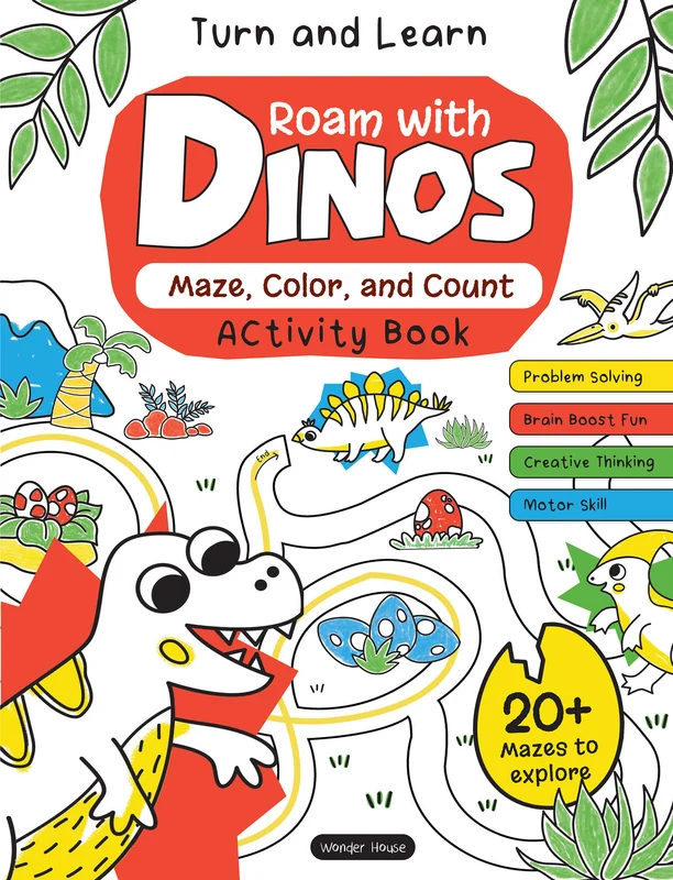 Turn and Learn, Roam with Dinos: Maze, Color and Count Activity Book