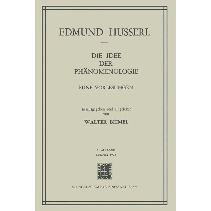 Die Idee Der Phanomenologie
