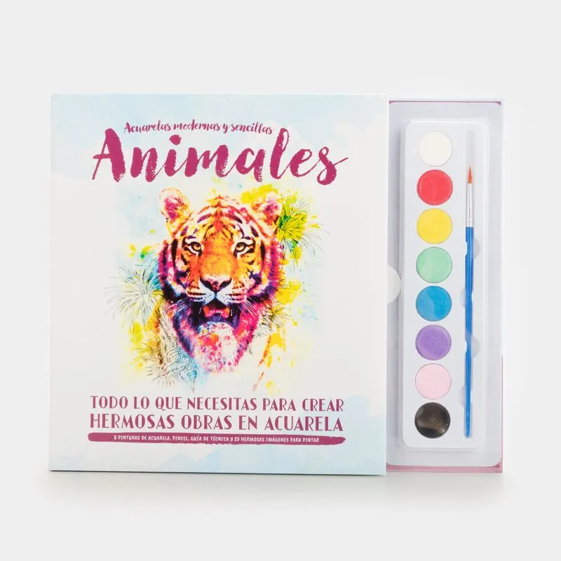 Acuarelas modernas y sencillas animales