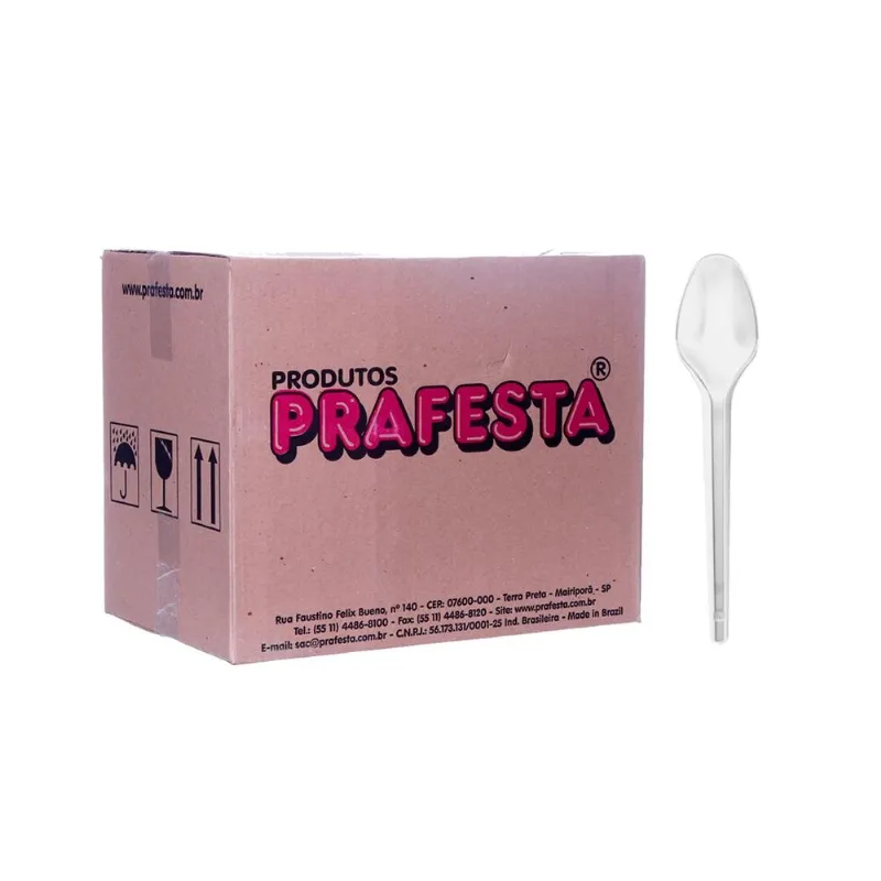 Colher de Plástico Refeição Cristal c/1000 Prafesta