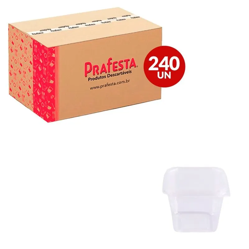 Pote Quadrado com Tampa 250ml 240un (8466) PRAFESTA POTE QUAD C.TAMPA 250ML 20UN 8466 PRAFESTA CX 12.0