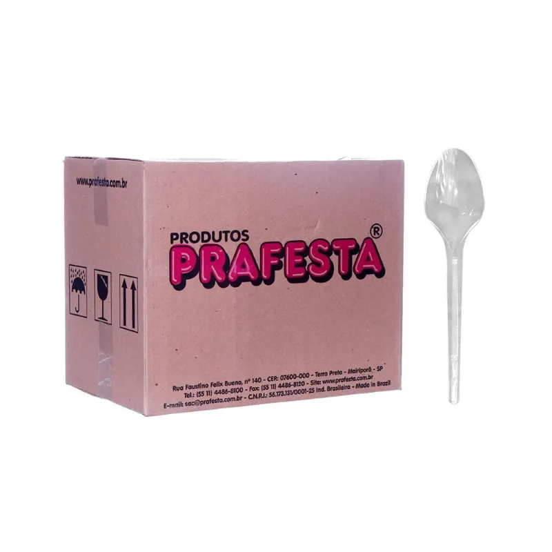 Colher de Plástico Sobremesa Cristal c/1000 Prafesta