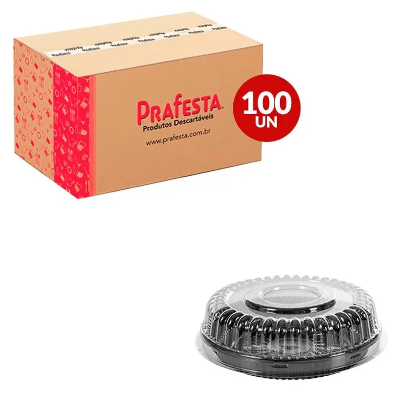 Embalagem Mini Torta Baixa 700g 100un (P32MB PR) PRAFESTA EMB 32MB MINI TORTA MED BAIXA UN 9021 PRAFESTA CX 100.0