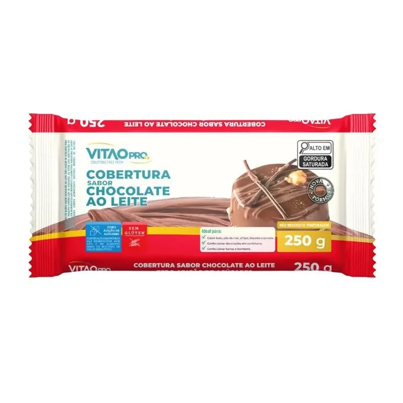 Chocolate Ao Leite Zero Para Cobertura E Confeitaria 250g Vitao