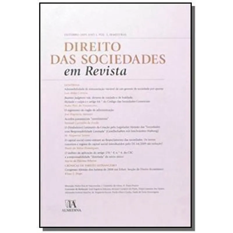 Direito das sociedades em revista - ano 1 - outubr
