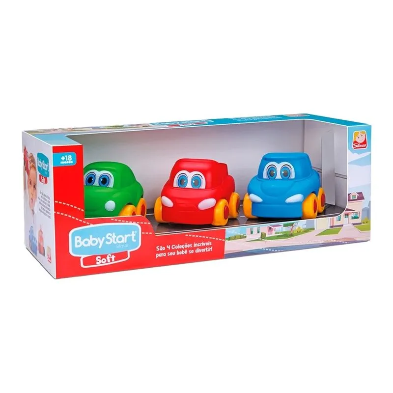 Brinquedo Carros BABY START SOFT Vinil Atóxico 3 unidades