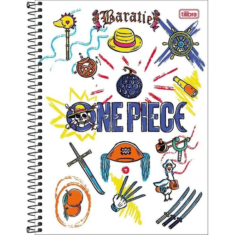 Caderno Univ 10 Matérias One Piece Netflix Branco Tilibra