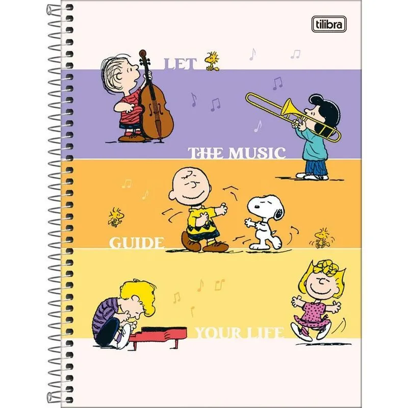 Caderno Univ 10 Matérias 160Fls Snoopy Music Connect Tilibra