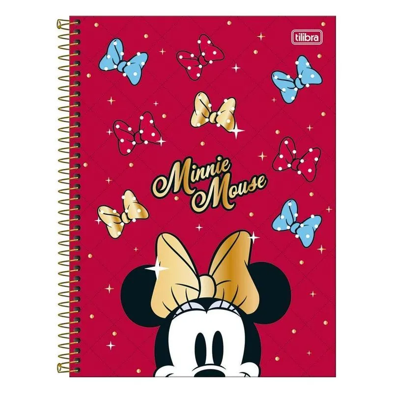 Caderno Univ 10 Matérias 160Fl Minnie Mouse Vermelho Tilibra