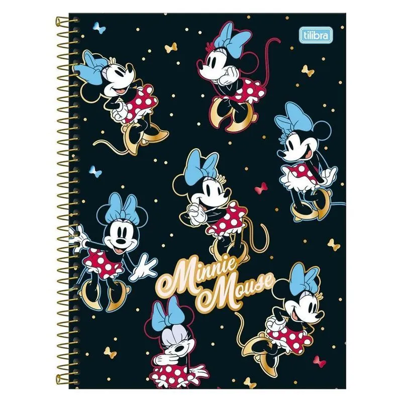 Caderno Univ 1 Matéria 80Fls Minnie Mouse Preto Tilibra