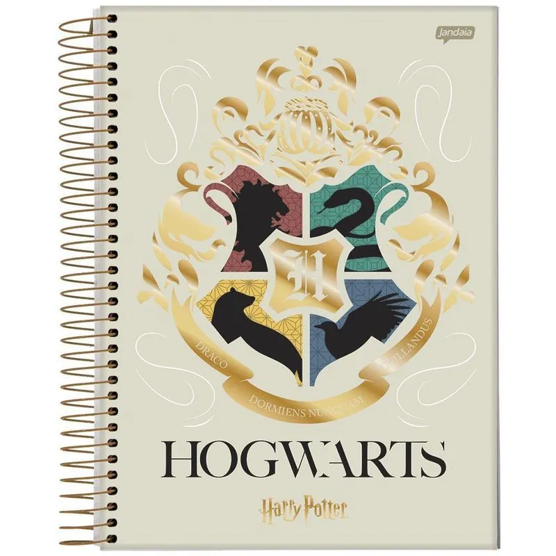 Caderno Univ 12 Matérias 240Fls Harry Potter Branco Jandaia