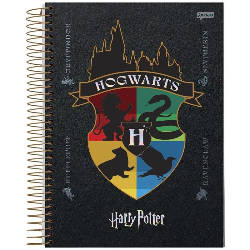 Caderno Univ 15 Matérias 300Fls Harry Potter Preto Jandaia