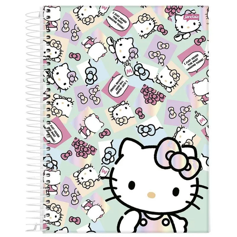 Caderno Univ 1 Matéria 80Fls Hello Kitty Verde Claro Jandaia