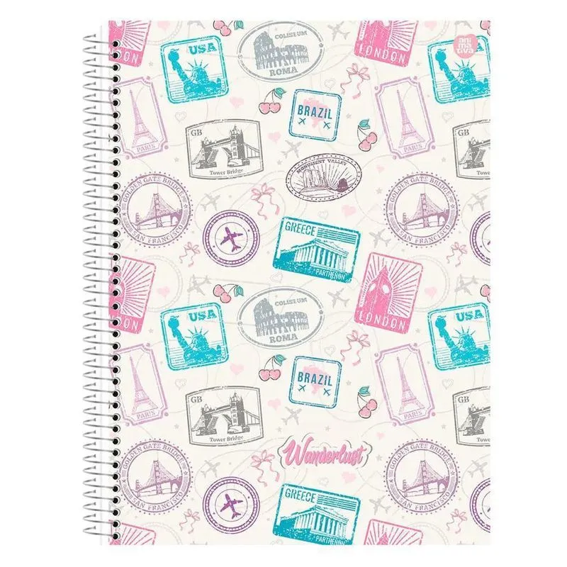 Caderno Univ 1 Matéria 80Fls Wanderlust Branco Animativa