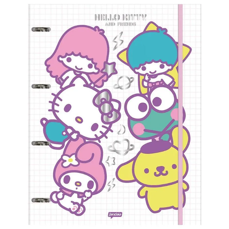 Fichário 4 Fechos Univ 80fls 6div Hello Kitty Branco Jandaia