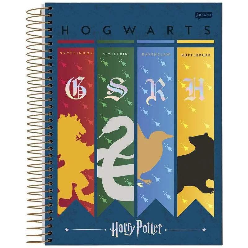Caderno Univ 20 Matérias 400Fls Harry Potter Azul Jandaia