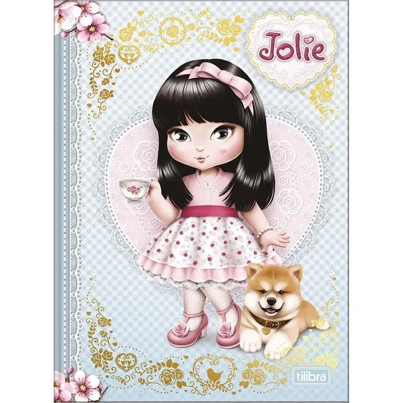 Caderno Brochura Colegial 160Fls Jolie Vintage Azul Tilibra