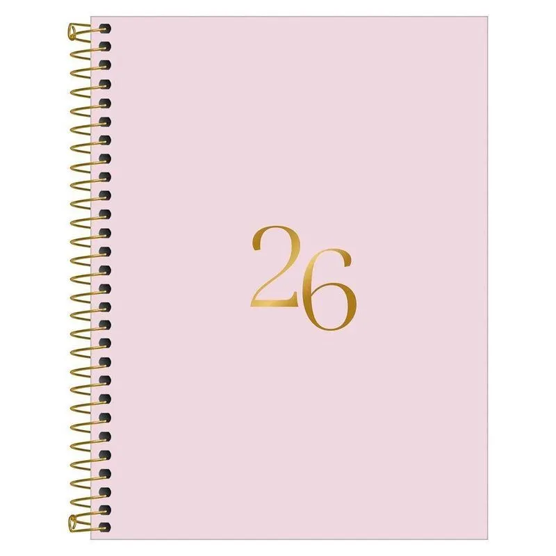 Agenda Diária 2026 Espiral M7 176Fls Vanilla Rosa Tilibra