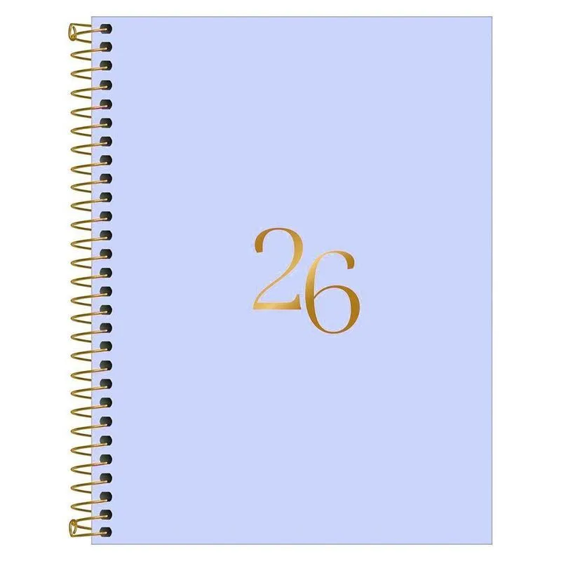 Agenda Diária 2026 Espiral M7 176Fls Vanilla Lilás Tilibra