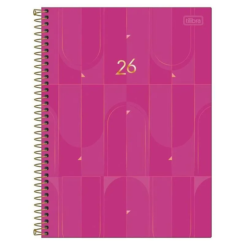 Agenda Diária 2026 Espiral M9 200fls Spot Rosa Tilibra