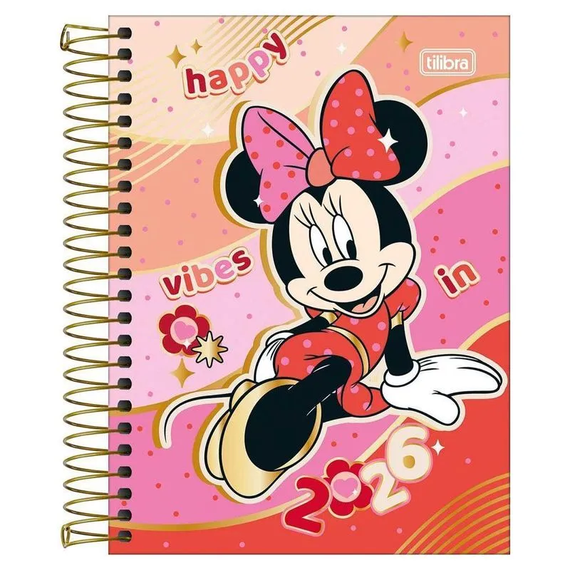 Agenda Diária 2026 Esp M4 Minnie Mouse Happy Vibes Tilibra