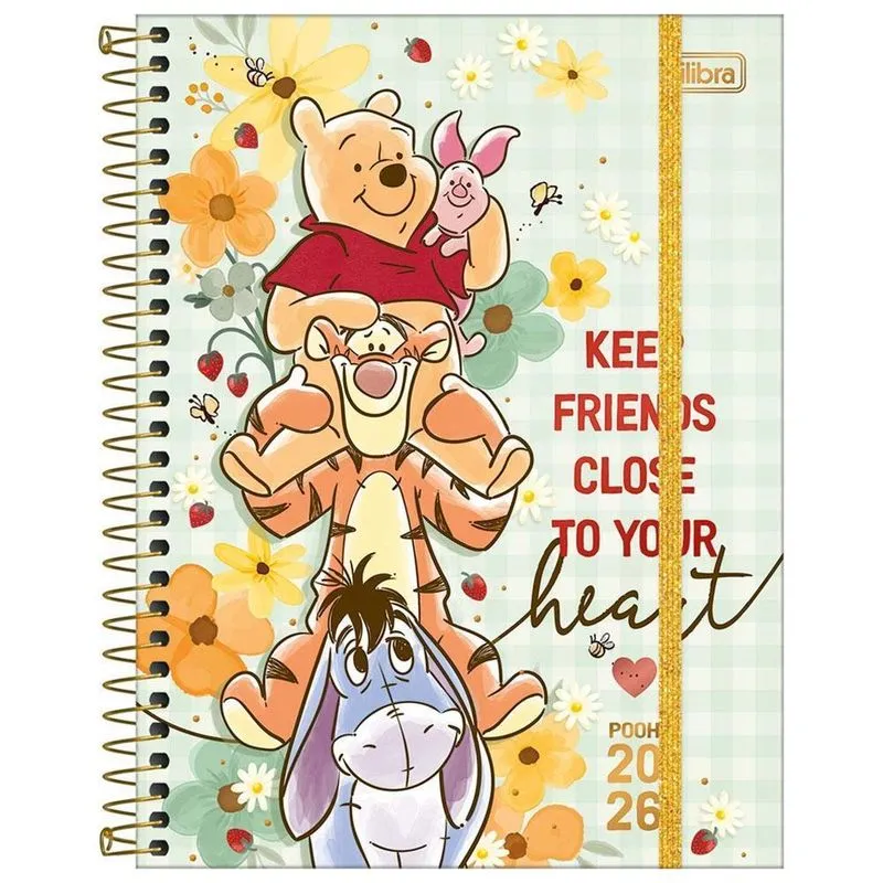 Planner 2026 Semanal Esp M7 80fls Pooh Heart Verde Tilibra
