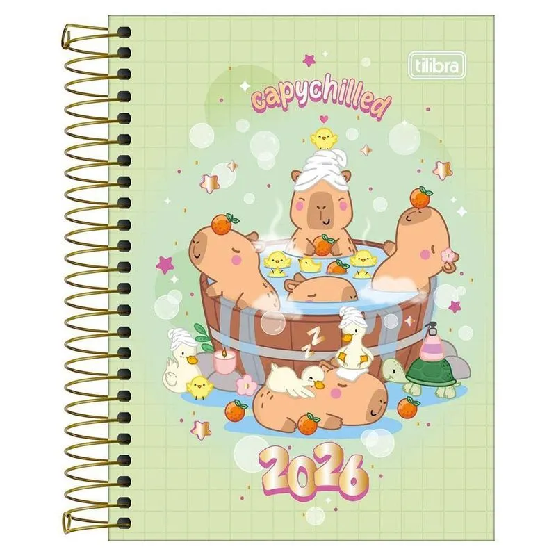 Agenda Diaria 2026 Esp M3 Capyclub Capivara Verde Tilibra