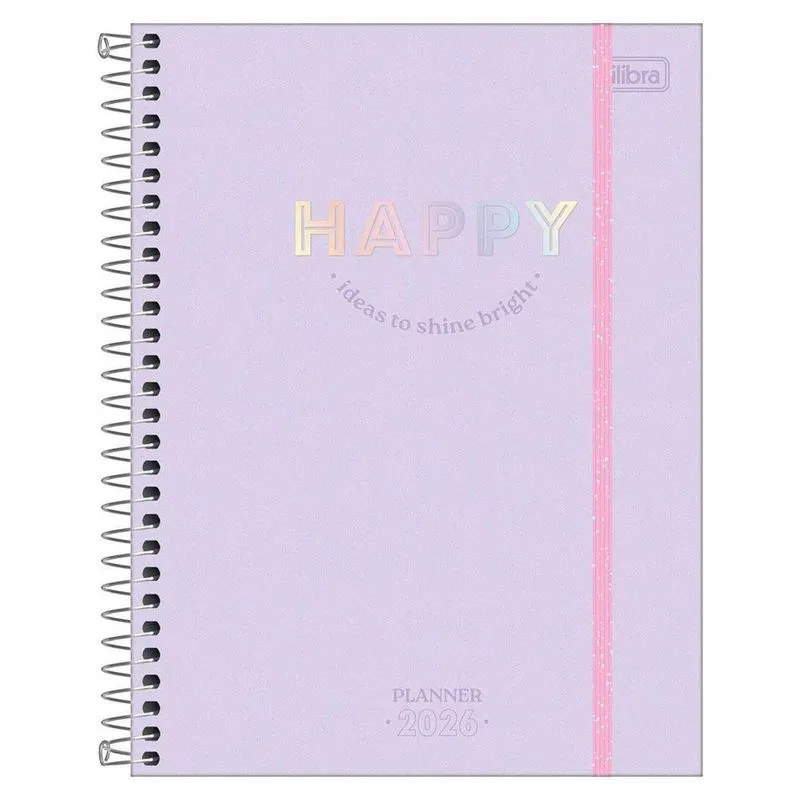 Planner Semanal 2026 Esp M7 80fls Happy Lilás Tilibra