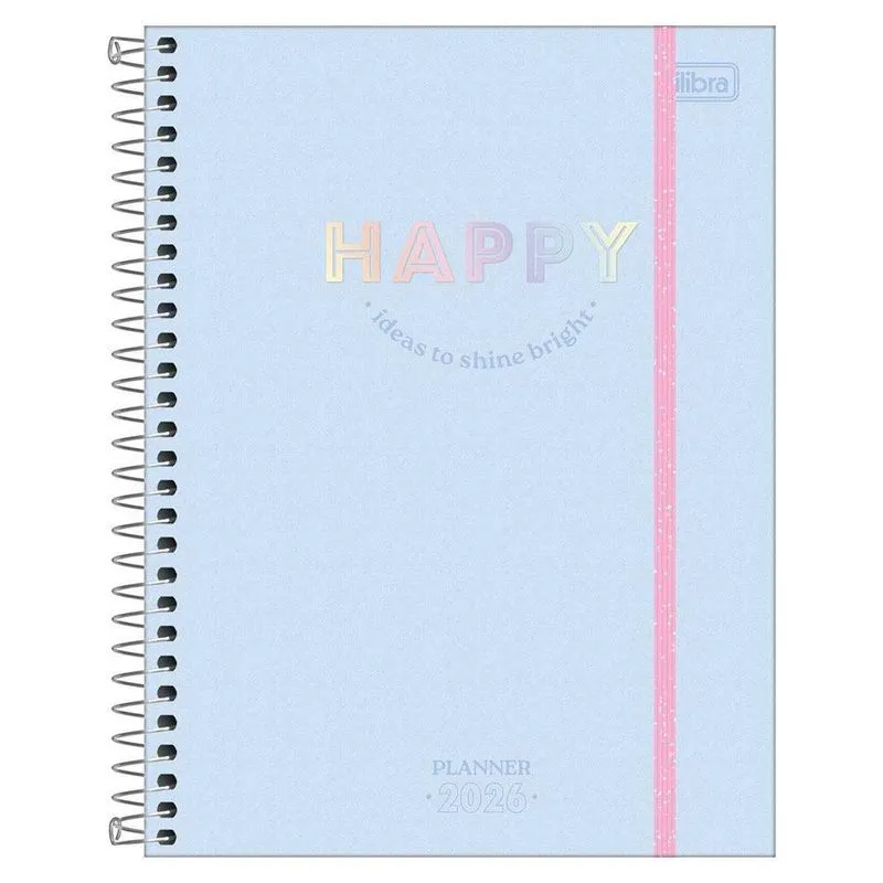 Planner Semanal 2026 Esp M7 80fls Happy Azul Tilibra