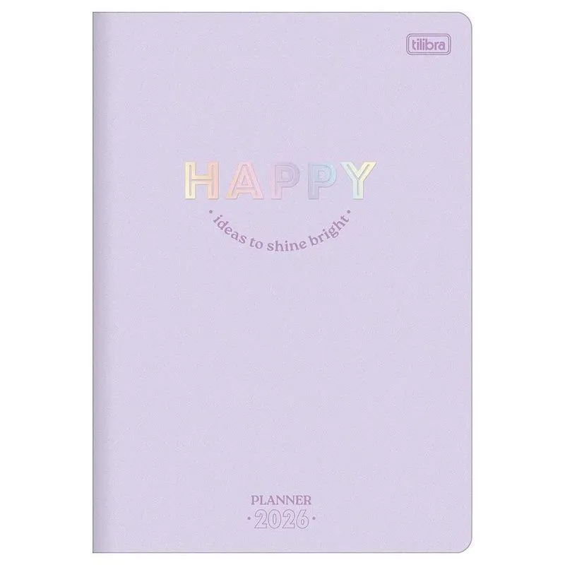 Planner Mensal 2026 Grampeado M7 Happy Lilás Tilibra