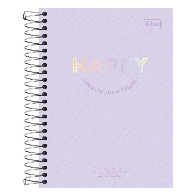 Agenda Diária 2026 Espiral M4 176fls Happy Lilás Tilibra
