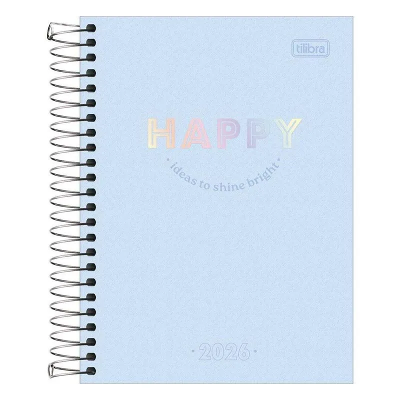 Agenda Diária 2026 Espiral M4 176fls Happy Azul Tilibra