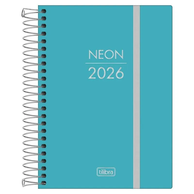 Agenda Diária 2026 Espiral M4 176Fls Neon Azul Tilibra